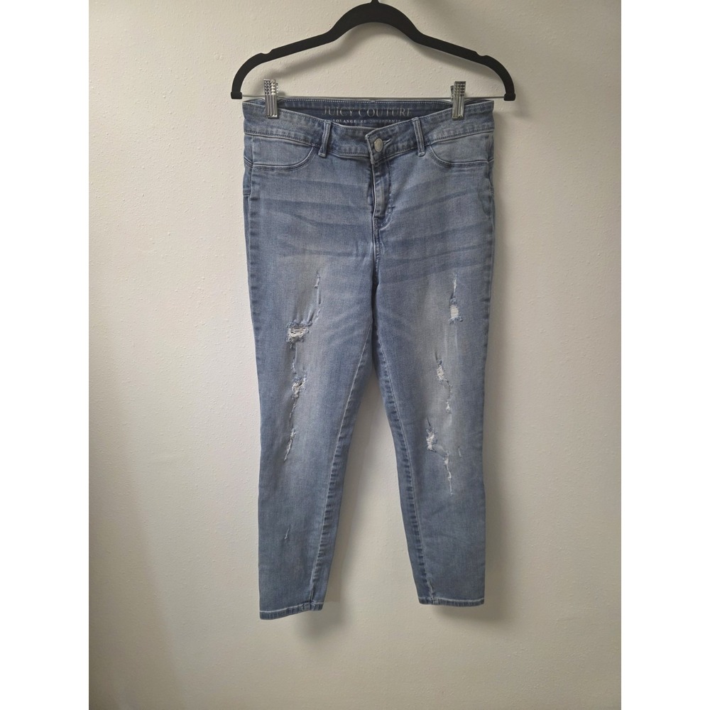 Juicy Couture Los Angeles Distressed Skinny Jeans Size‎ 10 Light Wash Mid Rise